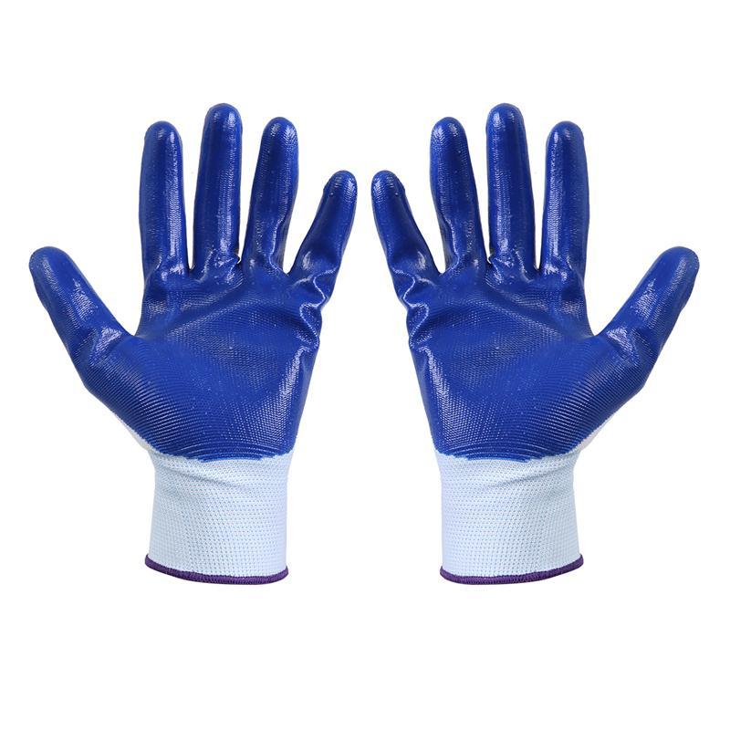 BESTOYARD 6 Pairs Water Resistance Gardening Gloves Soft Latex Foam Covering and Great Grip Gloves for Home Garden Equipment: Blue and White