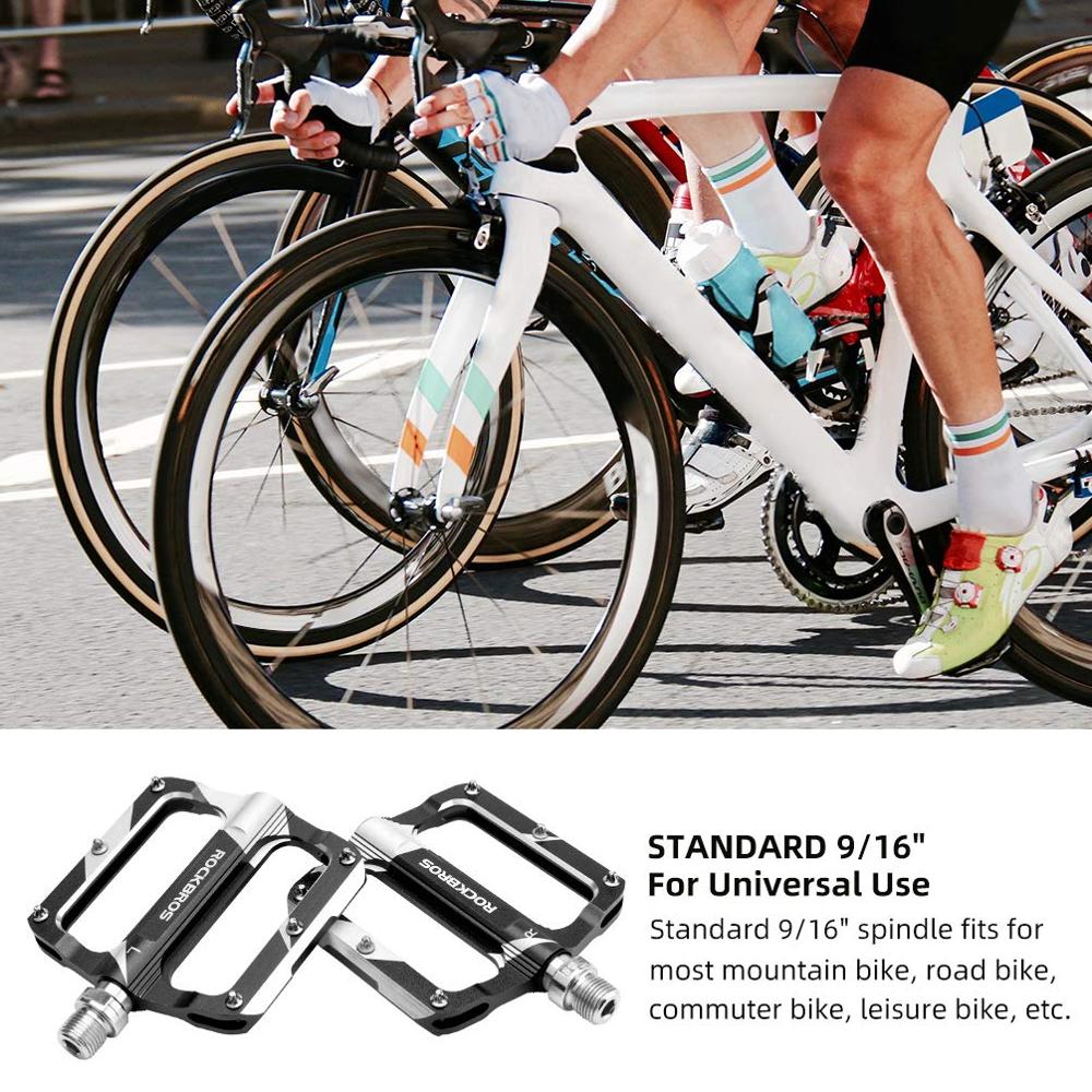 ROCKBROS Bike Pedals MTB Aluminum CNC Alloy Sealed DU Bearing MTB Pedals Non-slip Spikes Wearable Pedals Bike Accessories