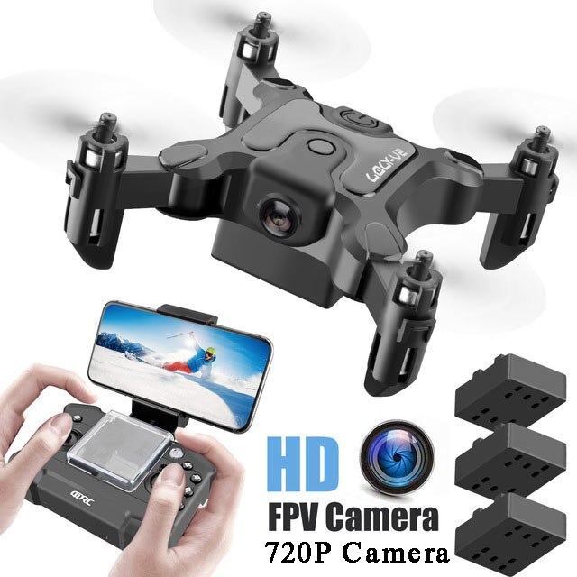 Mini Drone With/Without HD Camera Hight Hold Mode RC Quadcopter RTF WiFi FPVQuadcopter Follow Me RC Helicopter Quadrocopter Kid': 4D 720P 3battery