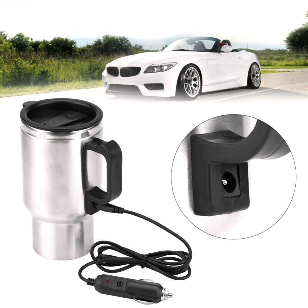 12V 500ML Rvs Cup Waterkoker Reizen Koffie Mok Draagbare Elektrische Auto Water Houden Warmer Waterkoker + Sigaret aansteker Kabel