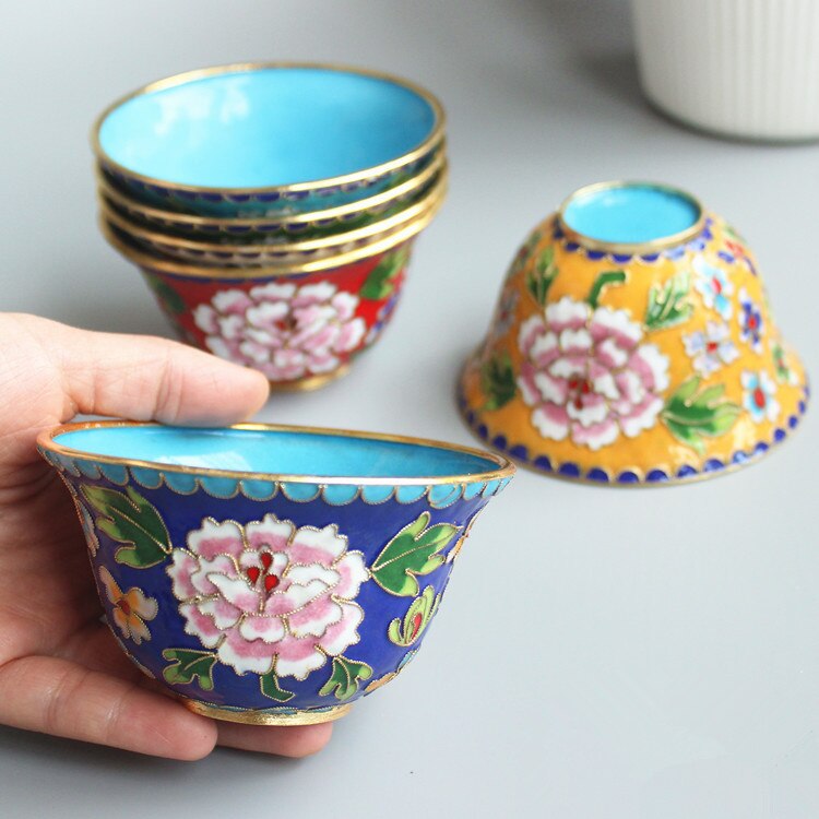 Chinese stijl oude Beijing craft cloisonne 4 inch water kom decoratie