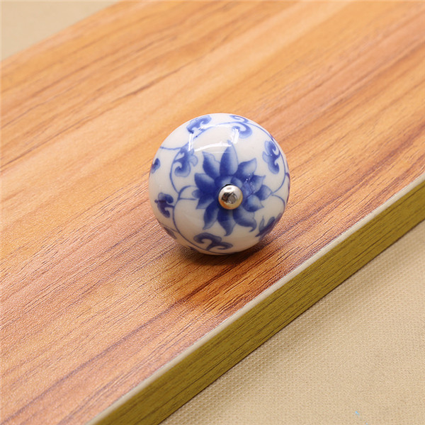 40mm farverige keramiske runde blomsterskabsknopper dørtrækhåndtag skabsskuffe garderobemøbelhåndtagsknopper: B