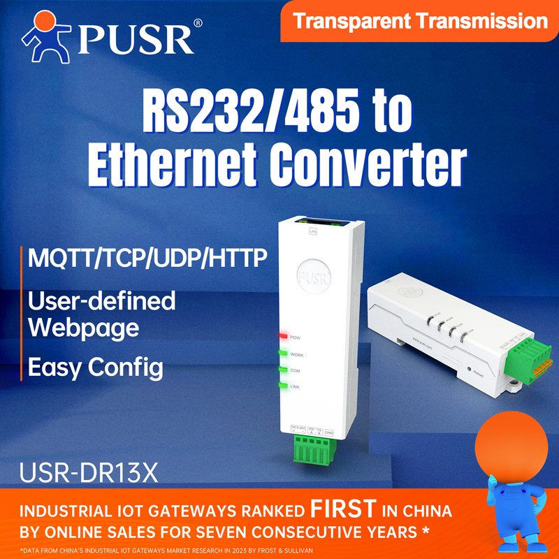PUSR "lápiz labial" tamaño carril Din serie RS485 RS232 a Ethernet Modbus RTU a TCP puerta de enlace compatible con computación de bordes MQTT USR-DR132/134