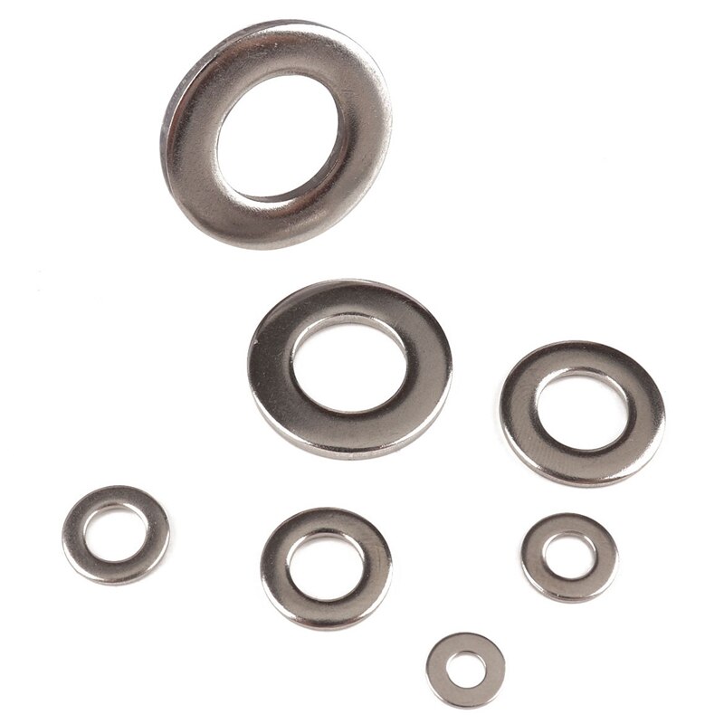 720PCS Stainless Steel Flat Washers Hardware Set 7 Sizes M3 M4 M5 M6 M8 M10 M12