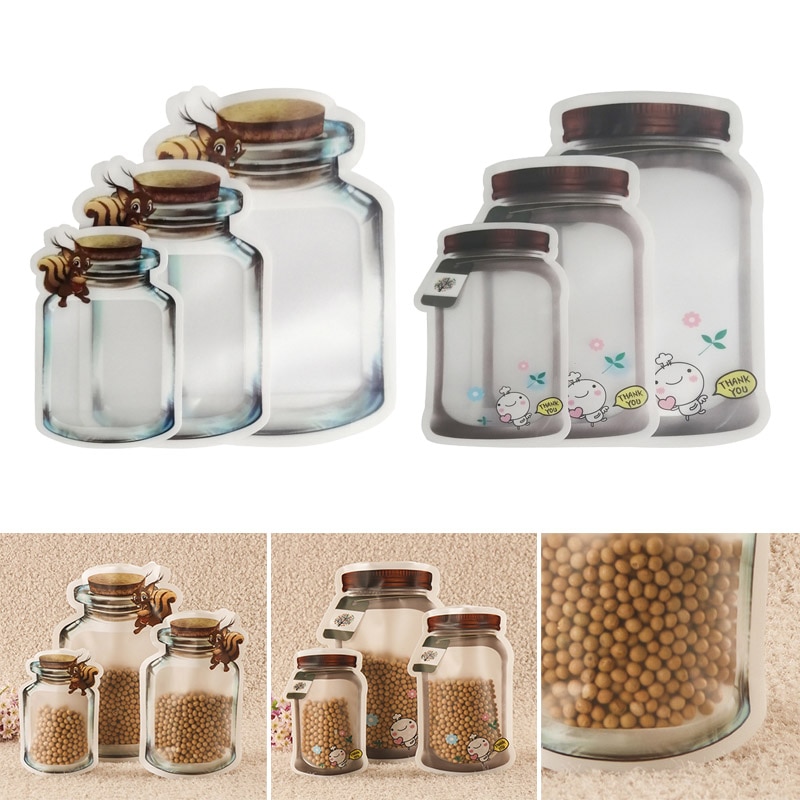 Bottle Shape Thick Reusable Zip Lock Storage Sealed Packaging Vacuum Bags Snack Storage Bags _WK