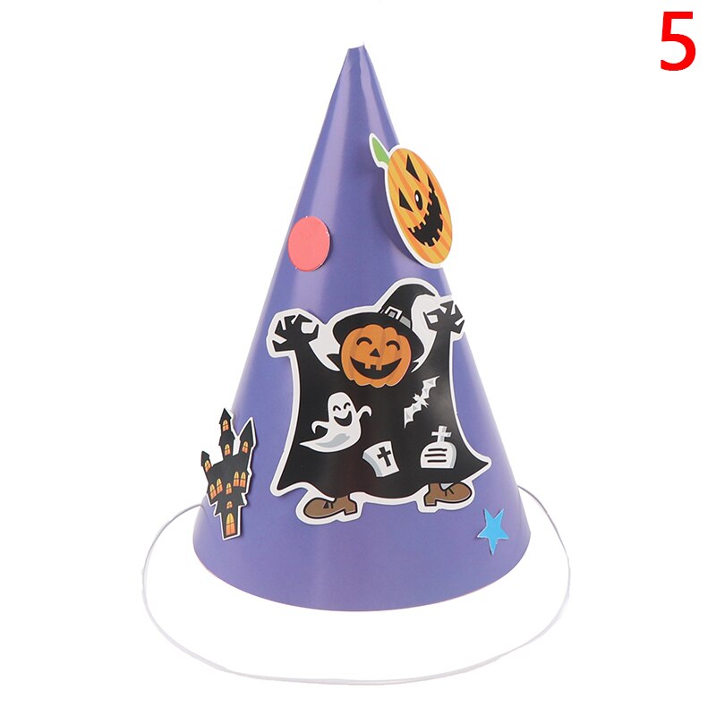 Halloween fest hatte tegneserie diy papir hætte dekorative cosplay ornament heks edderkop hat kostumer: 5