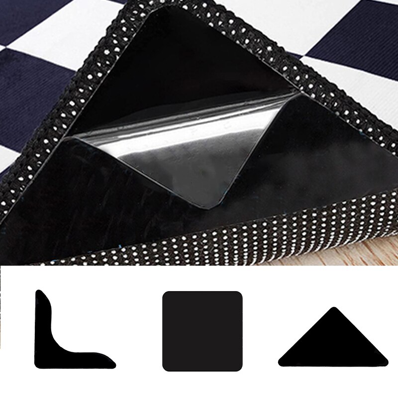8pcs Adhesive Rug Carpet Pad Fixed Sticker Rug Corners Silicone Anti Slip Tape Gripper For Bath Living Room Bedroom Dropshiping