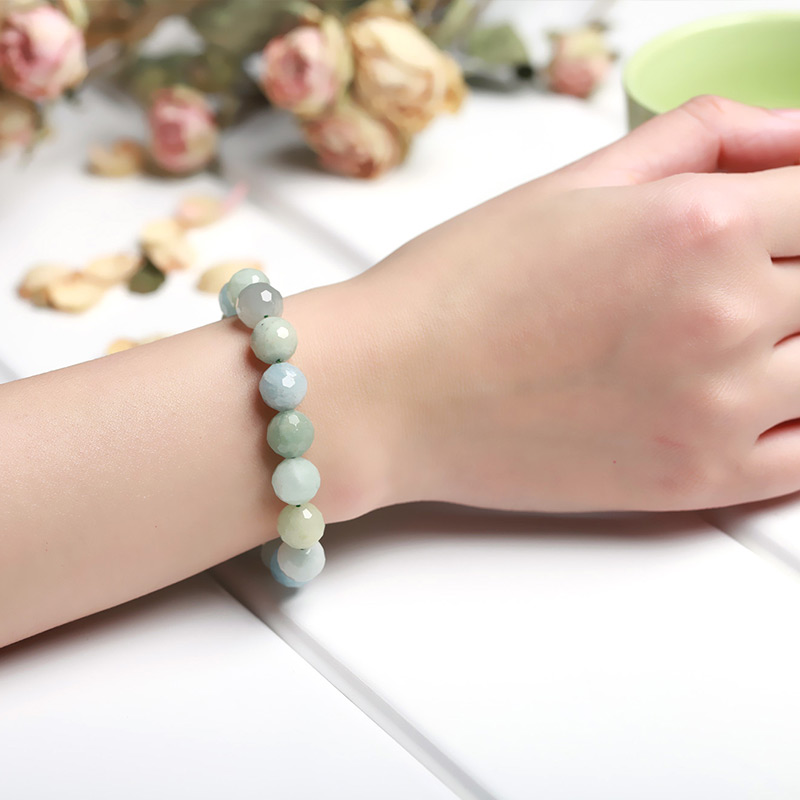 JD-pulsera de Aguamarina de sueño Natural, brazalete de cristal de un solo círculo, joyería de cuentas de 6/8/10mm, pulsera de Yoga de cristal informal romántica