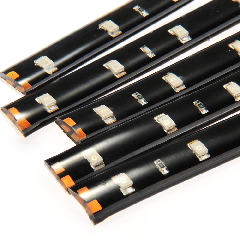 2 STKS LED strip SMD3528 Waterdichte Flexibele 30 CM Rood Groen blauw Wit Warm wit Super heldere auto Styling decor stickers lamp