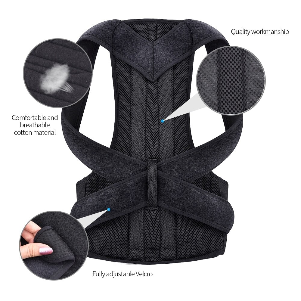 Correcteur De Posture Dorsale Réglable - Pour Hommes Et Femmes - Taille S à 2XL - Neuf