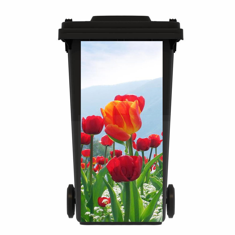 Outdoor Prullenbak Sticker Vinyl Natuurlijke Groene Planten Boeket Zelfklevende Trush Keuken Wheelie Bin Stickers Vuilnisbakken Stickers