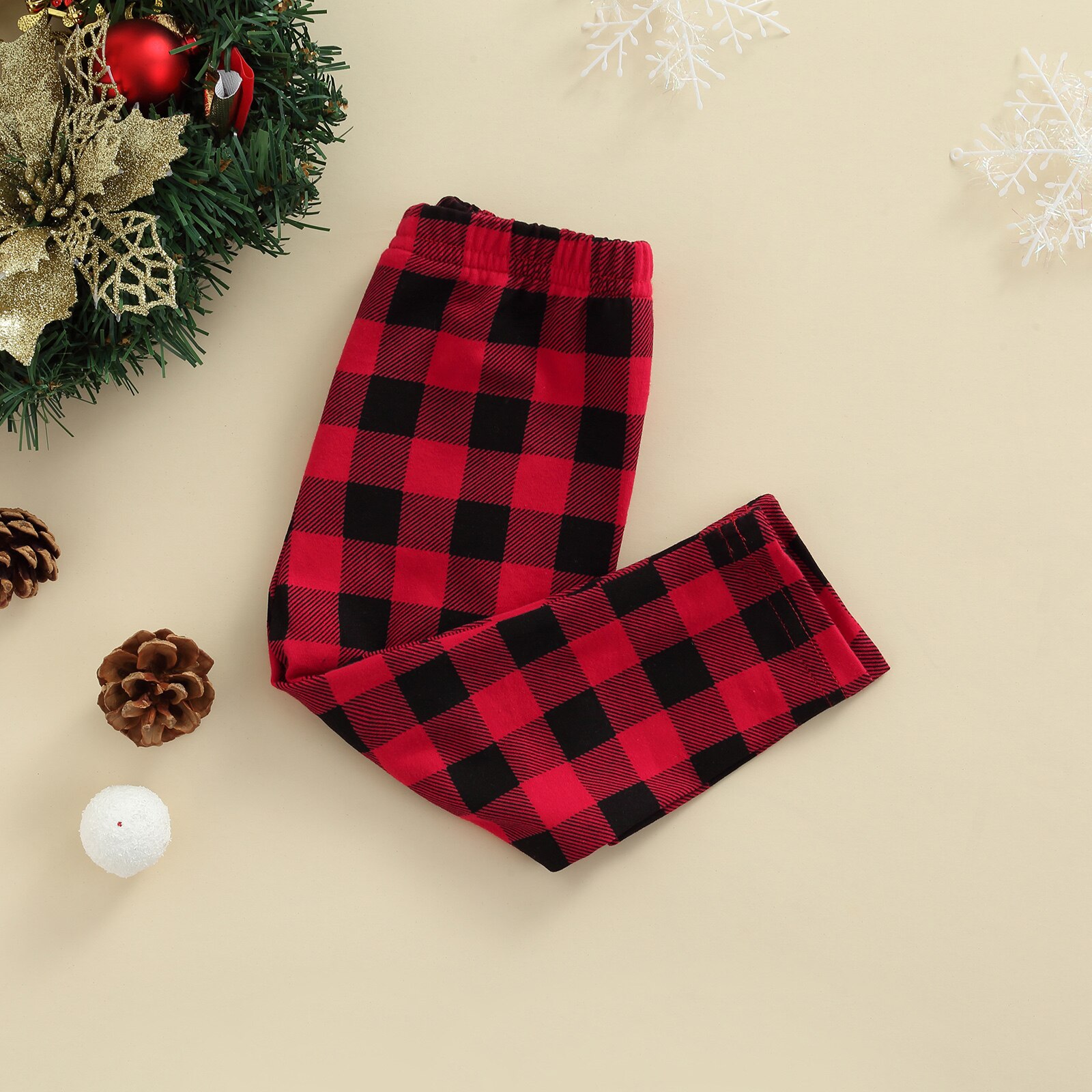 0-24M Baby Baby Meisje Jongen Broek Kerst Plaid Print Elastische Taille Rechte/Flare Broek Broek bodems