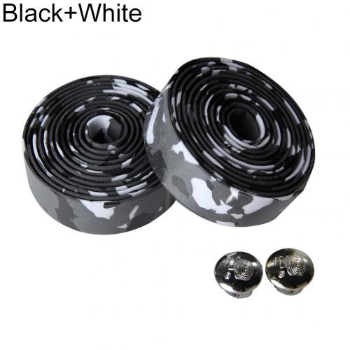 Cinta de manillar de camuflaje para Ciclismo, cinturón con asa para Ciclismo, corcho antideslizante, accesorios para Ciclismo, 2 uds.: Black White