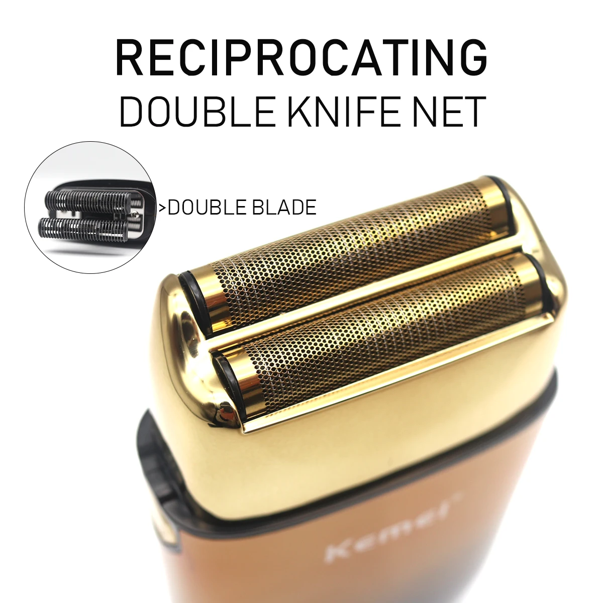 Kemei-KM-TX10 Scheermachine voor heren Dubbele foliemesjes USB Snel opladen LED-display Professionele tondeuse Haarsnijmachine