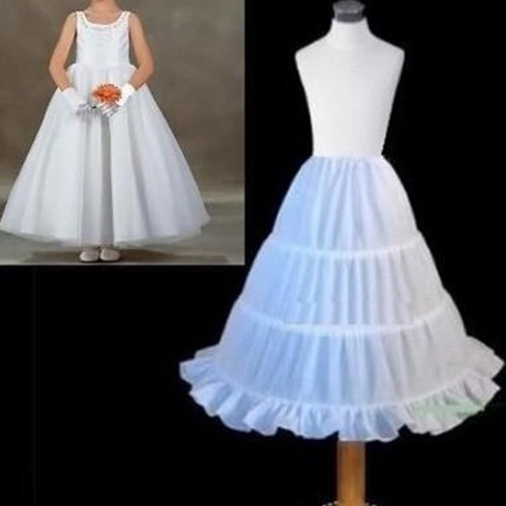 3 Hoops White A-Line Flower Girl Dress Petticoat Child Underskirt For Flower Girl Dresses Length 53 CM