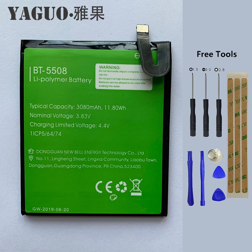 100% Original 3080mAh Battery For LEAGOO T8S T8 S BT-5508 BT5508 BT 5508 Batterie Batteria: BT-5508 with Tools