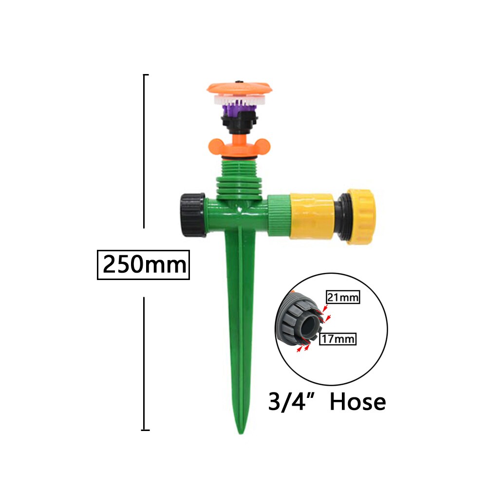 Garden Lawn Rotary Watering Sprinklers 1/2" 3/4" Thread 360 Degrees Farm Sprinkler With Support Irrigation Water Nozzle: 3I4 Hose