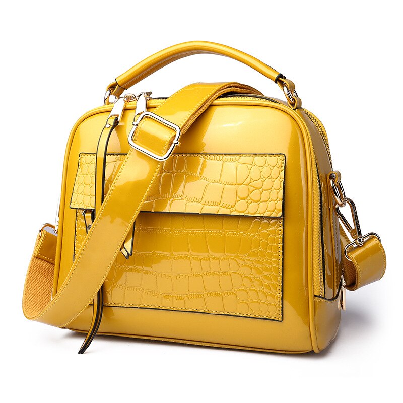 Nova moda de alta qualidade couro patente bolsa feminina senhoras corpo cruz mensageiro sacos ombro bolsas crossbody noite pa: Ouro / Dourado