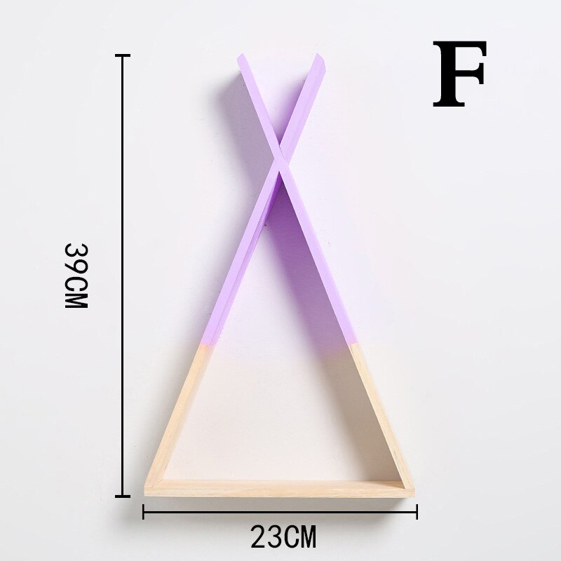 Estantería triangular de madera de estilo nórdico, colores bonitos estante de pared, estantería de almacenamiento de libros Trigon para el hogar, habitación de bebé, decoración DIY: Púrpura