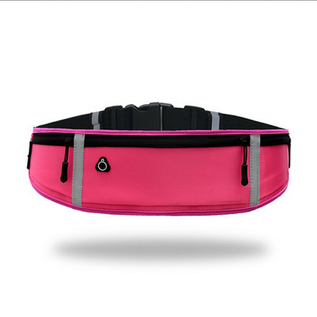 Unisex midjeväska dam sportbälte midjeväska män sportlöpning fanny pack vattentät kvinnor löpning midjeväska: Rosa