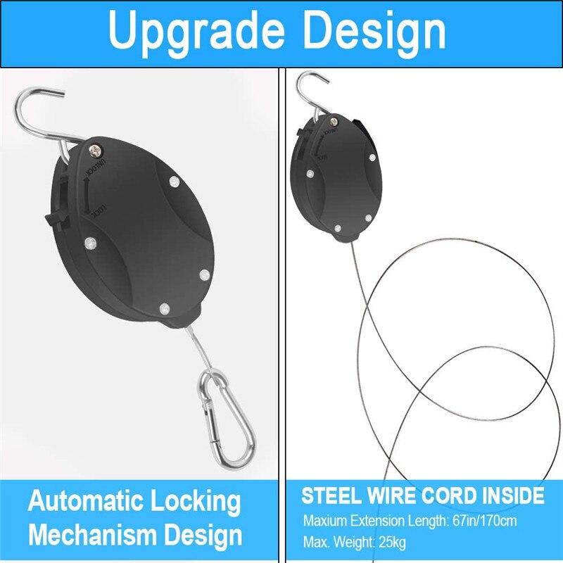 1/2 Uds polea de la planta, colgador retráctil, plantador colgante, maceta, cesta de flores, ganchos, negro y en venta