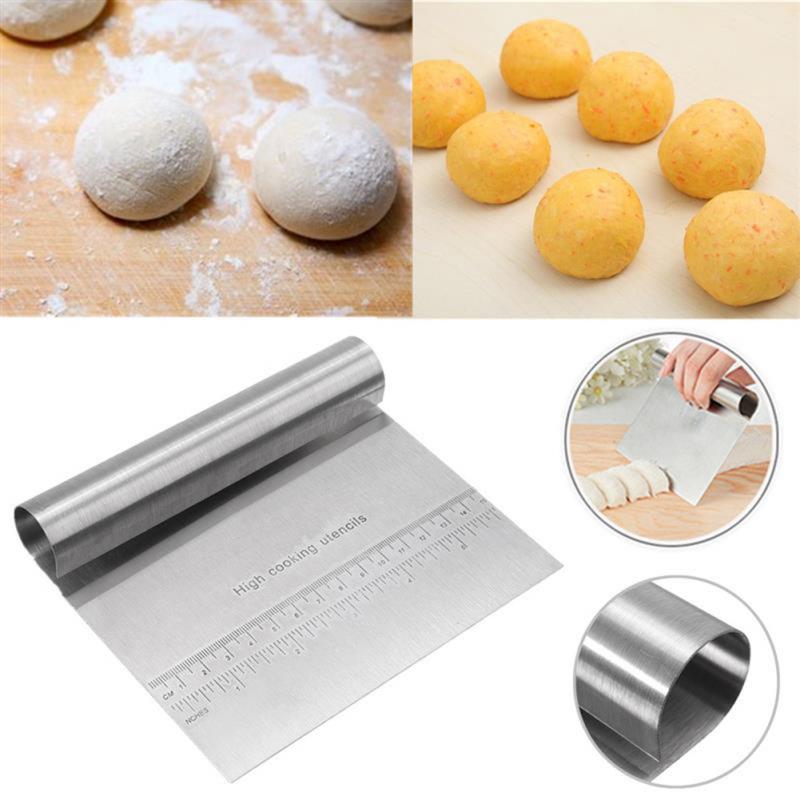 Stainless Steel Pizza Dough Scraper Cutter Measure Flour Pastry Dough Cutter Cake Cutter Dough Slicer Kitchen Tool Baking Gadget