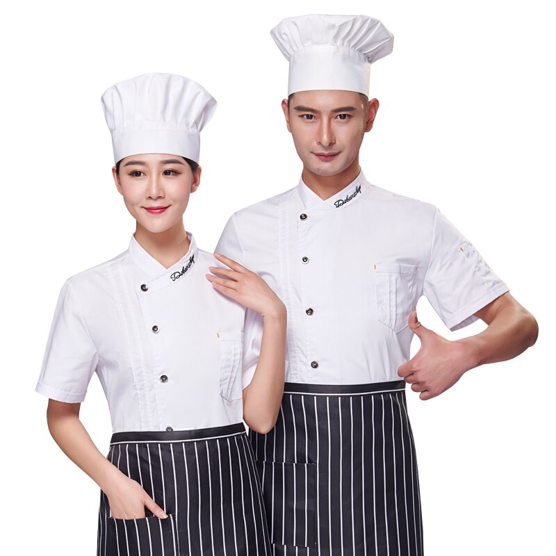 Chef Workwear Men's Short Sleeve Summer Breathing Hotel Catering School Canteen Staff Female Chef Clothes Kitchen Tops