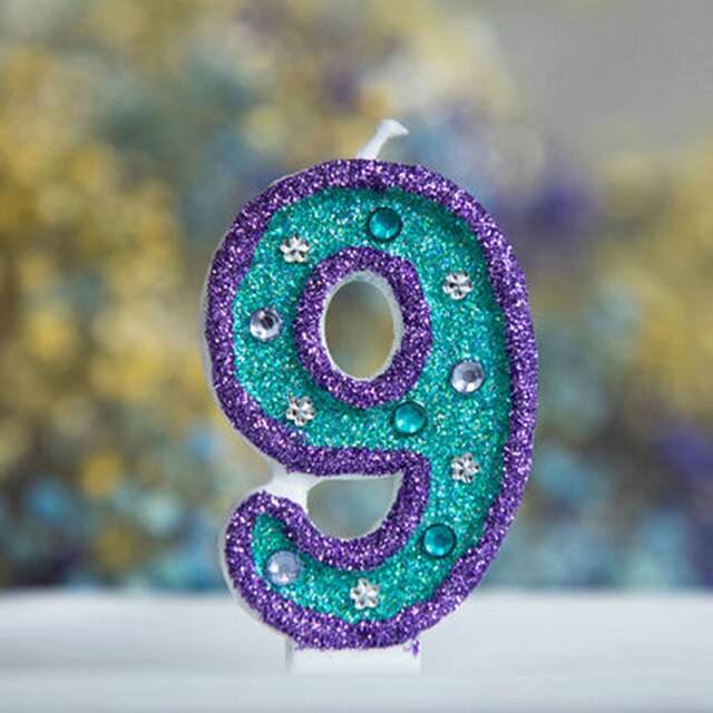 Kid Mermaid Diamond Glitter Number Birthday Candles Cake Topper Birthday Wedding Digital Cakes Dessert Decor Birthday Decoration: 9