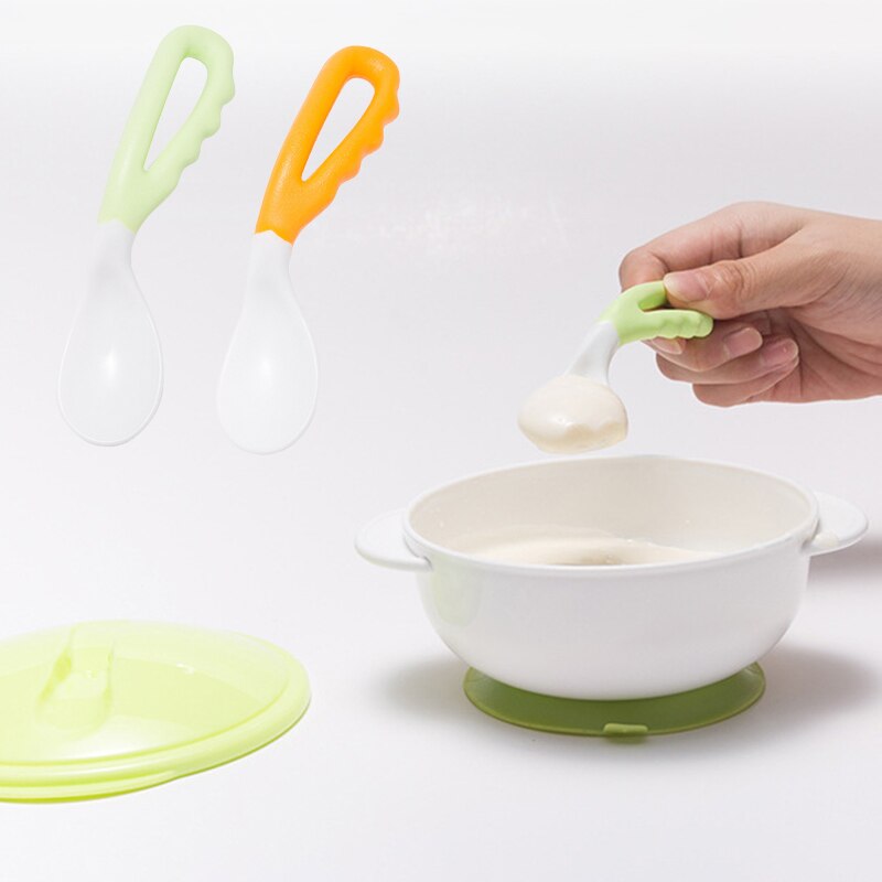 Baby Learning Dishes With Suction Cup Kids Safety Dinnerware Set Assist Bowl Temperature Sensing Spoon Tableware Training Bowl
