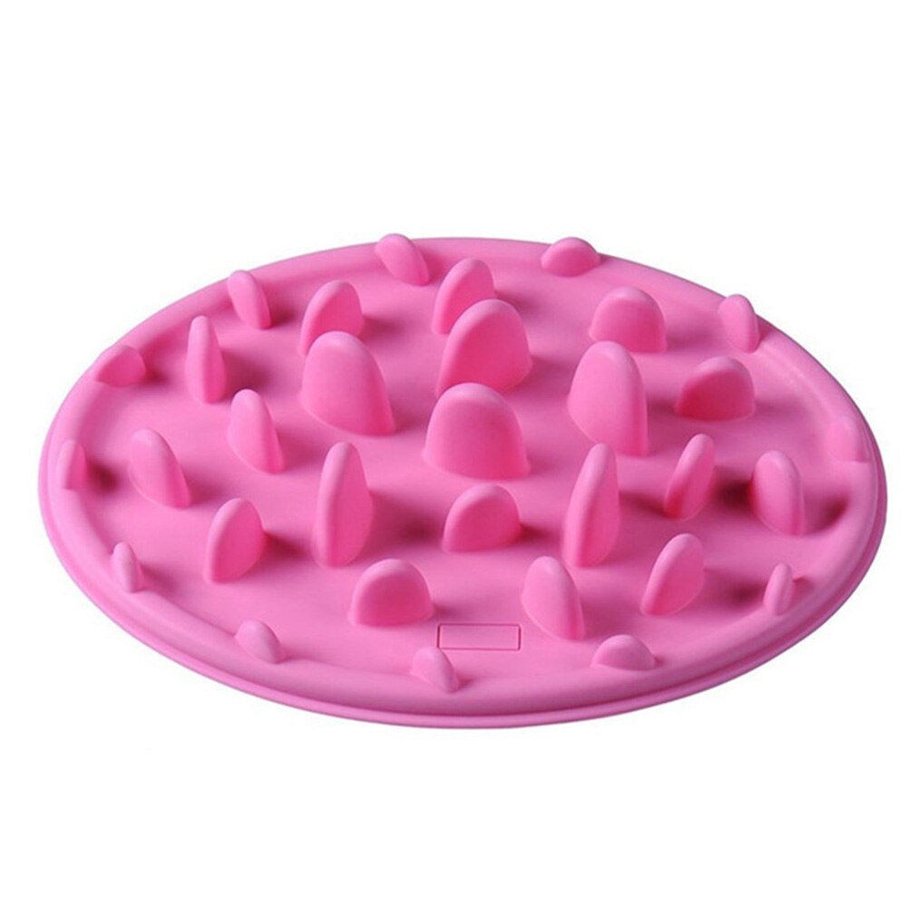Pet Dog Feeding Food Dish Bowl Slow Feeder Puzzle Anti-Choke Silicone Puppy Slow Eating Feeder Dish for Small Medium dogs Cats: Pink / S(25x18cm)