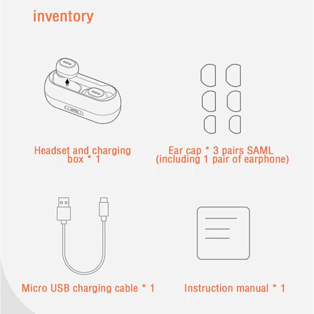 Qcy-t1c Tws-Bluetooth Headset Mini 3d Stereo Quick Pairing Noise Reduction Wireless Headset Earphones Wireless Earbuds With Box