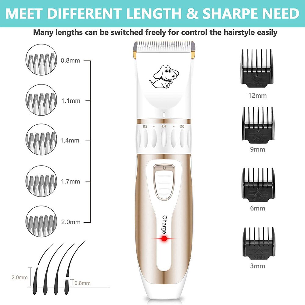 Tondeuse Chien Professionnelle Tondeuse Chien Poil Long Epais Electrique Tondeuse pour Chien pour Chats et Animaux Silencieux Rechargeable Electrique Tondeuse pour Chien et Chat Dog Clipper Kit