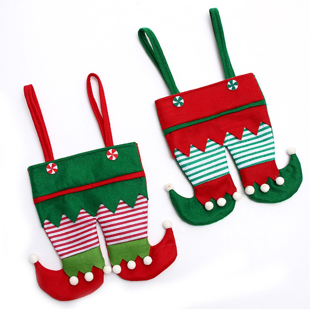 Weihnachten Süßigkeiten Tasche Santa Claus Taschen Samt Streifen Druck Handtasche Weihnachten Baum Hängen Anhänger Weihnachten Atmosphäbetreffend Dekor