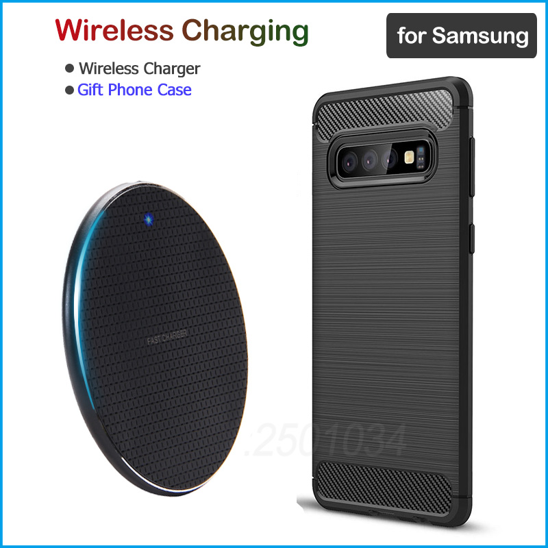 Qi Fast Wireless Charging for Samsung Galaxy S8 S9 S10 S20 Plus Ultra S10e S9+ S10+ 10W Qi Wireless Charger Soft TPU Case