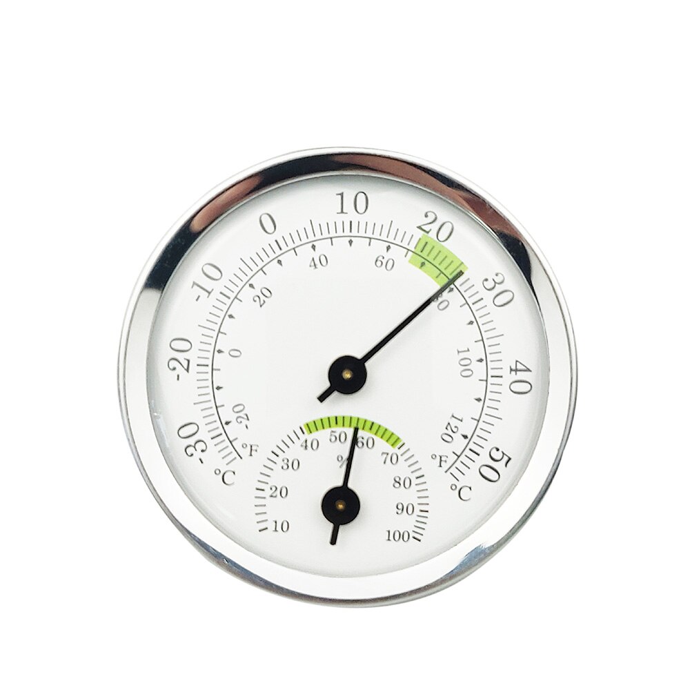 Mini Household Indoor Thermometer Alloy Aluminum Wall Mounted Temperature Humidity Meter Thermometer & Hygrometer For Sauna Room: 02