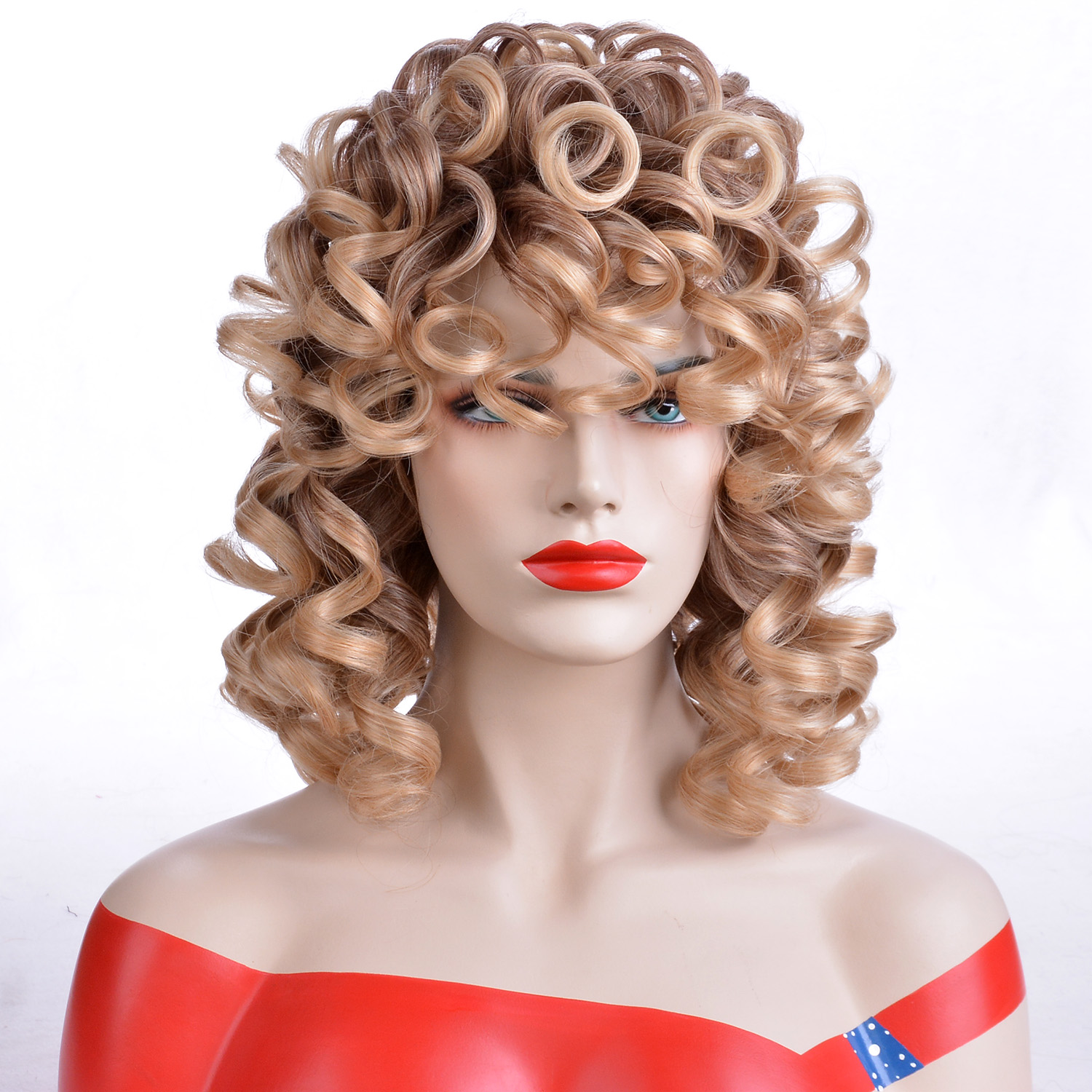 Gnimegil Synthetische Kort Haar Afro Krullend Pruik Met Pony Zachte Pluizige Krullen Wave Schouder Lengte Natuurlijke Pruiken Voor Zwarte Vrouwen: Ombre Blonde