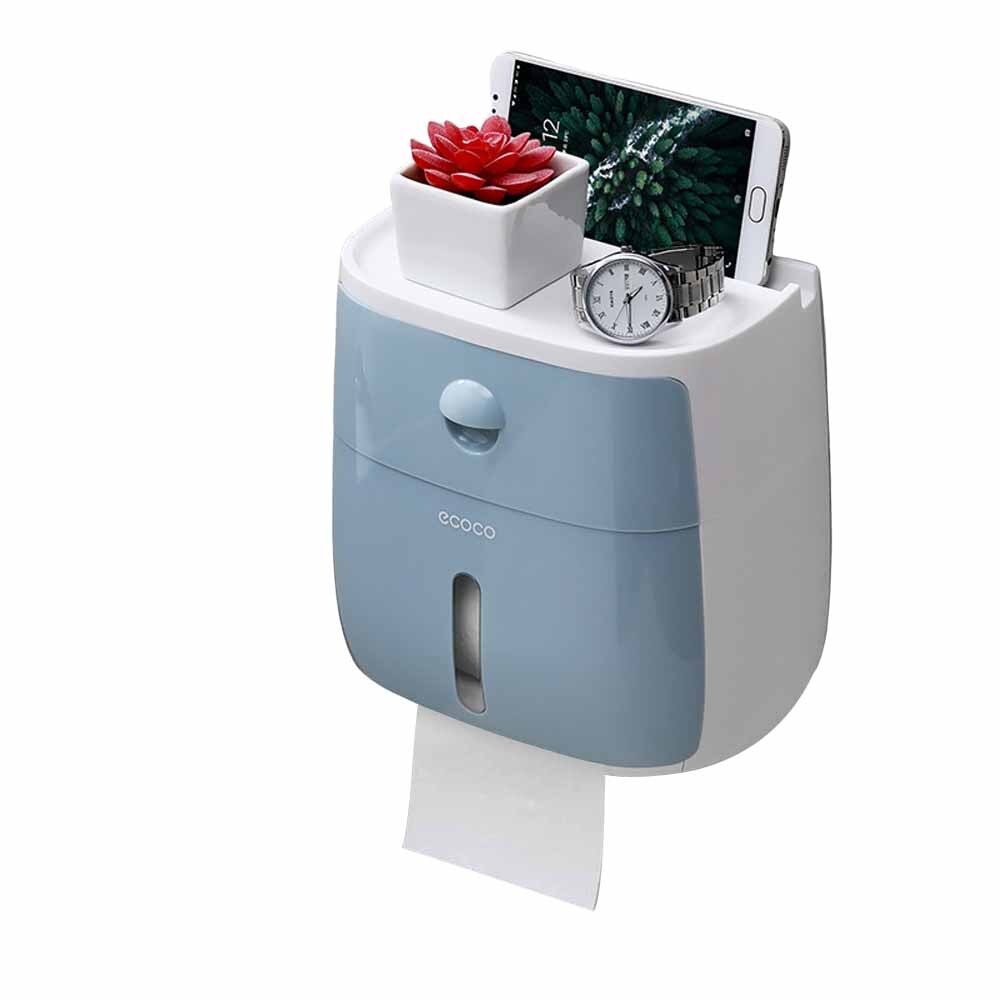 Waterproof Wall Mount Toilet Paper Holder Shelf Toilet Paper Tray Roll Paper Tube Storage Box Tray Tissue Box Home: C
