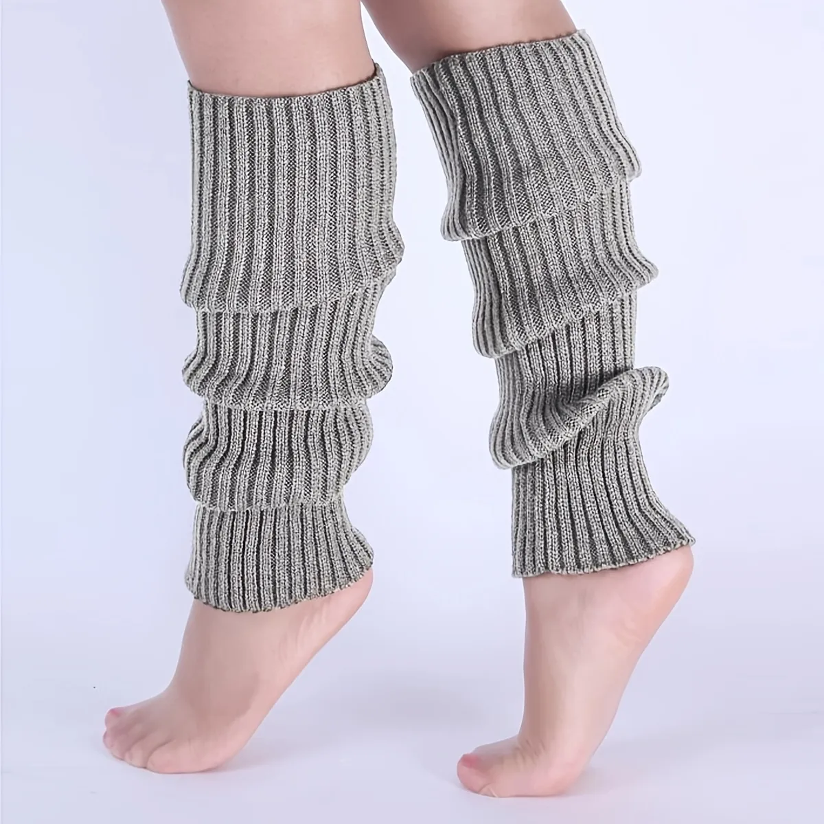 Clássico Knit Leg Warmers, Rib-Knit Joelho-High Leg Warmer Socks, meias das mulheres e meias