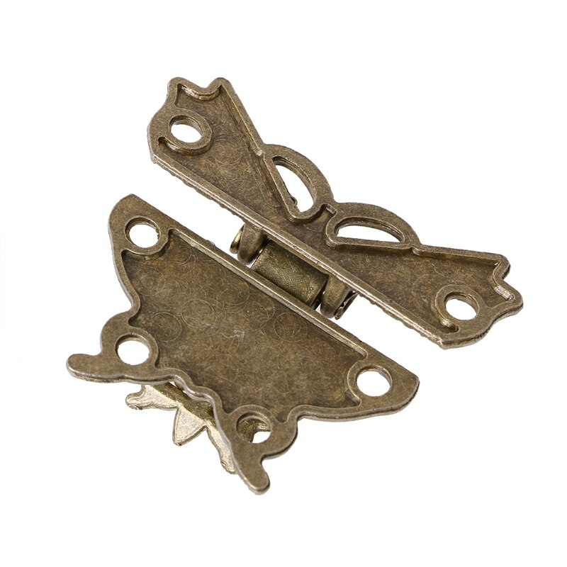Cerradura antigua aldaba de bronce mariposa caja de madera Mini gabinete hebilla cerraduras 45x37mm
