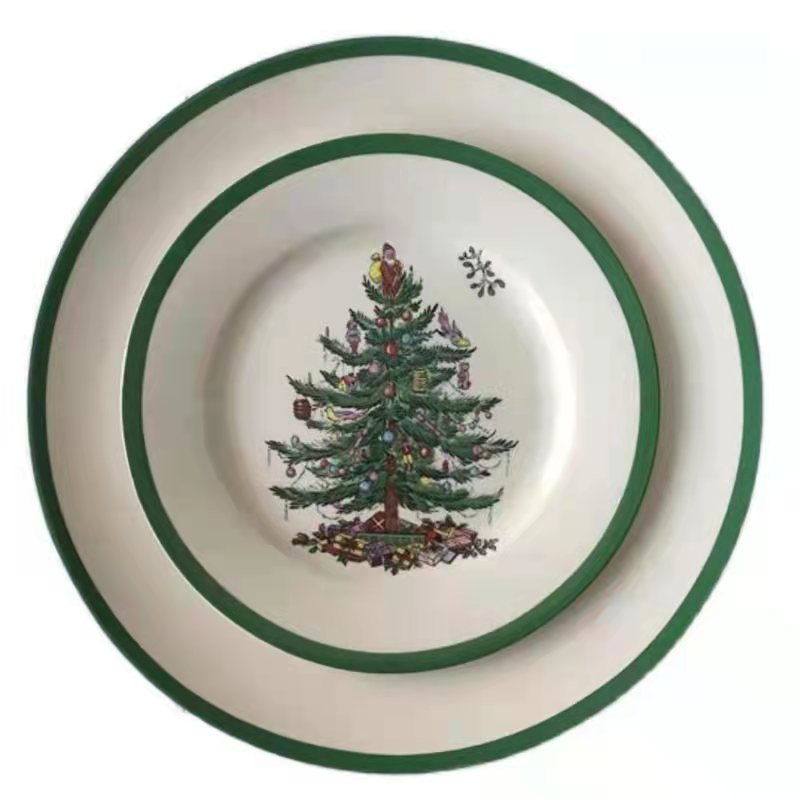 Nordic Salad Plate Christmas Ceramic Cute Noel Christmas Decoration Breakfast Dish Christmas Dinner Plates VVajilla Посуд