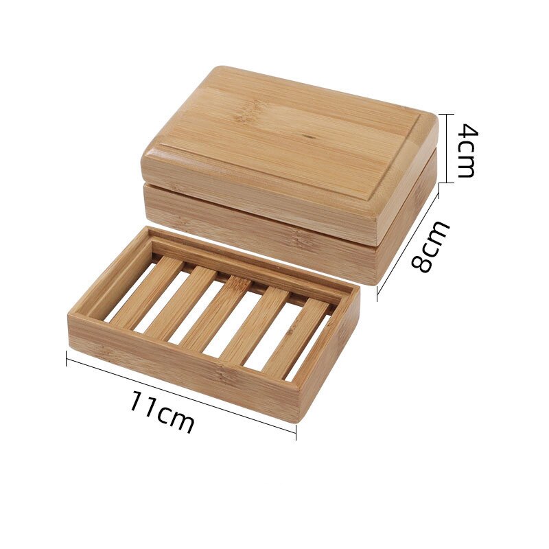 Wooden Natural Bamboo Soap Dishes Tray Holder Storage Soap Rack Plate Box Container Portable Bathroom Soap Dish Storage Box