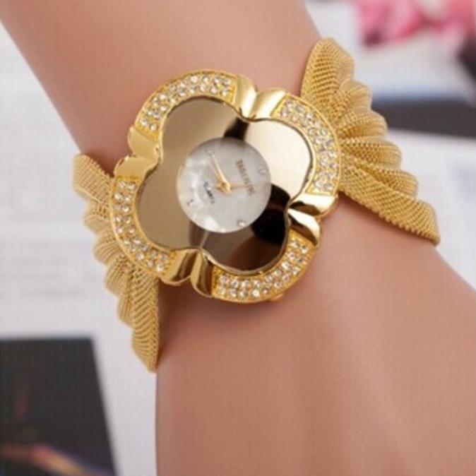 Womens Horloge Luxe Elegante Dame Diamanten Armband Horloge Spiegel Luxe Quartz Horloge Armband horloge Gouden horloge YE1