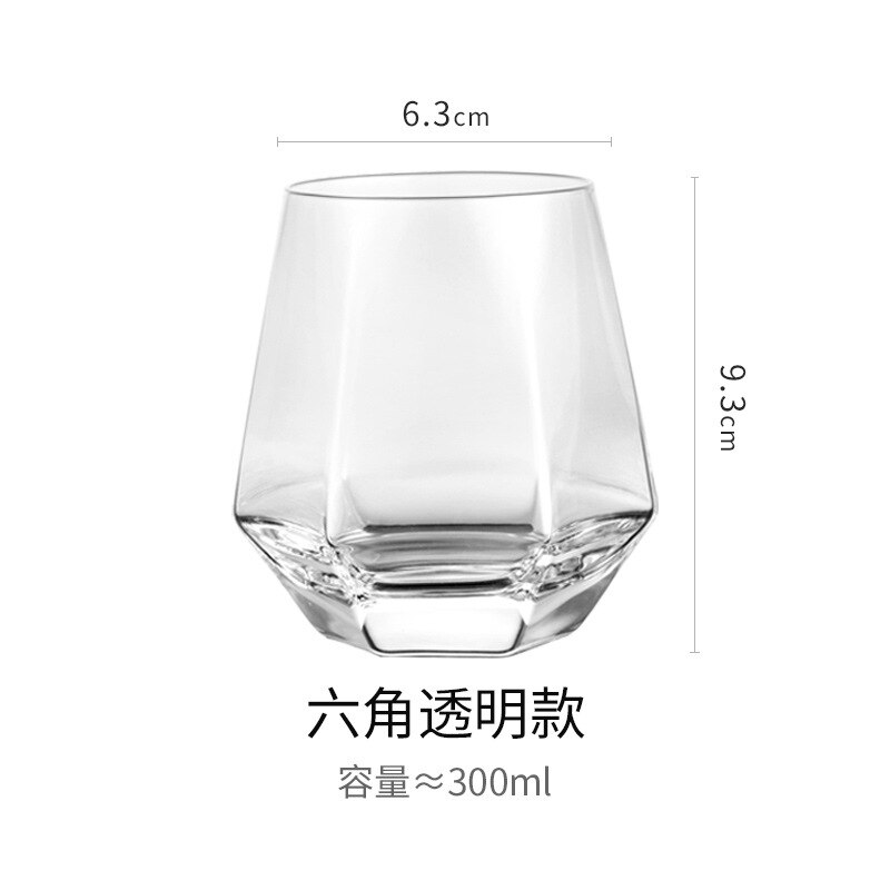 Verre à whisky Hexagonal irrégulier de 300ml, verre en diamant Transparent, pour la maison, le Club, le Bar, le Cocktail, la bière et l'eau,: Transparent 1pcs