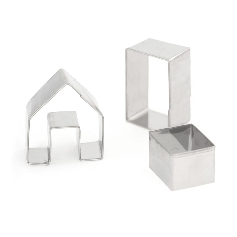 3Pcs Christmas Gingerbread House Biscuit Cutter Set Stainless Steel Cookie Mould: Default Title