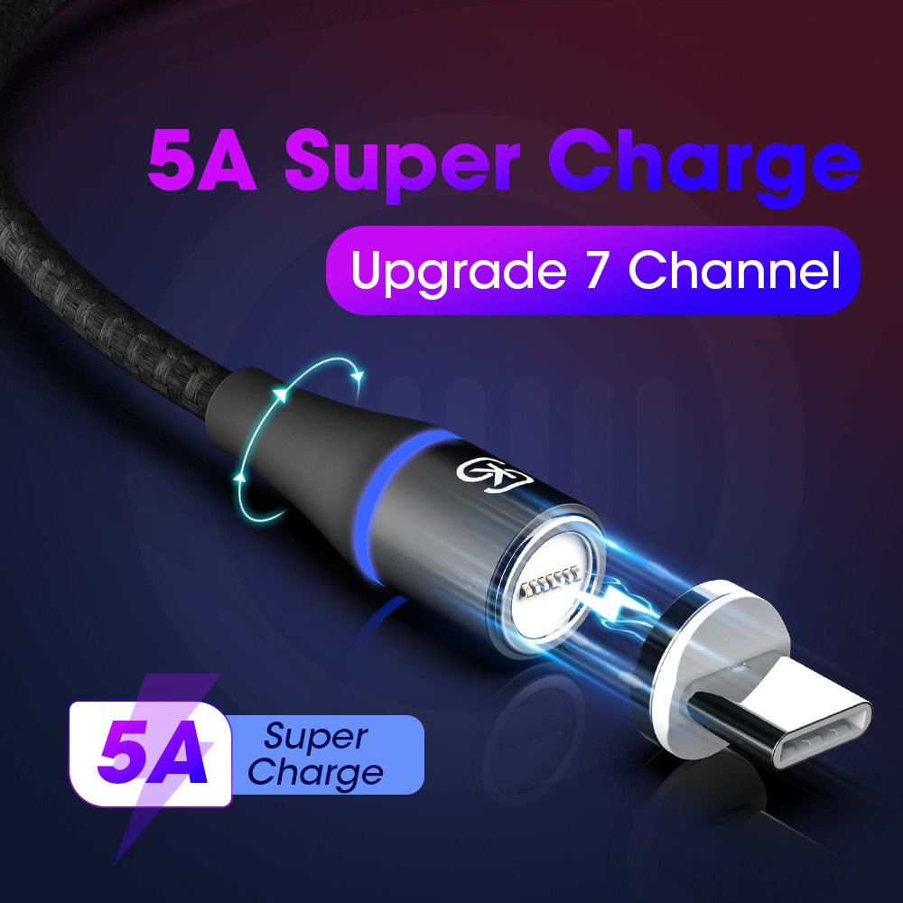 SIKAI 5A portato per H Magnetico Cavo micro USB di Tipo C Cavo per il iphone Samsung Huawei xiaomi oneplus 6 Magnete ricarica veloce