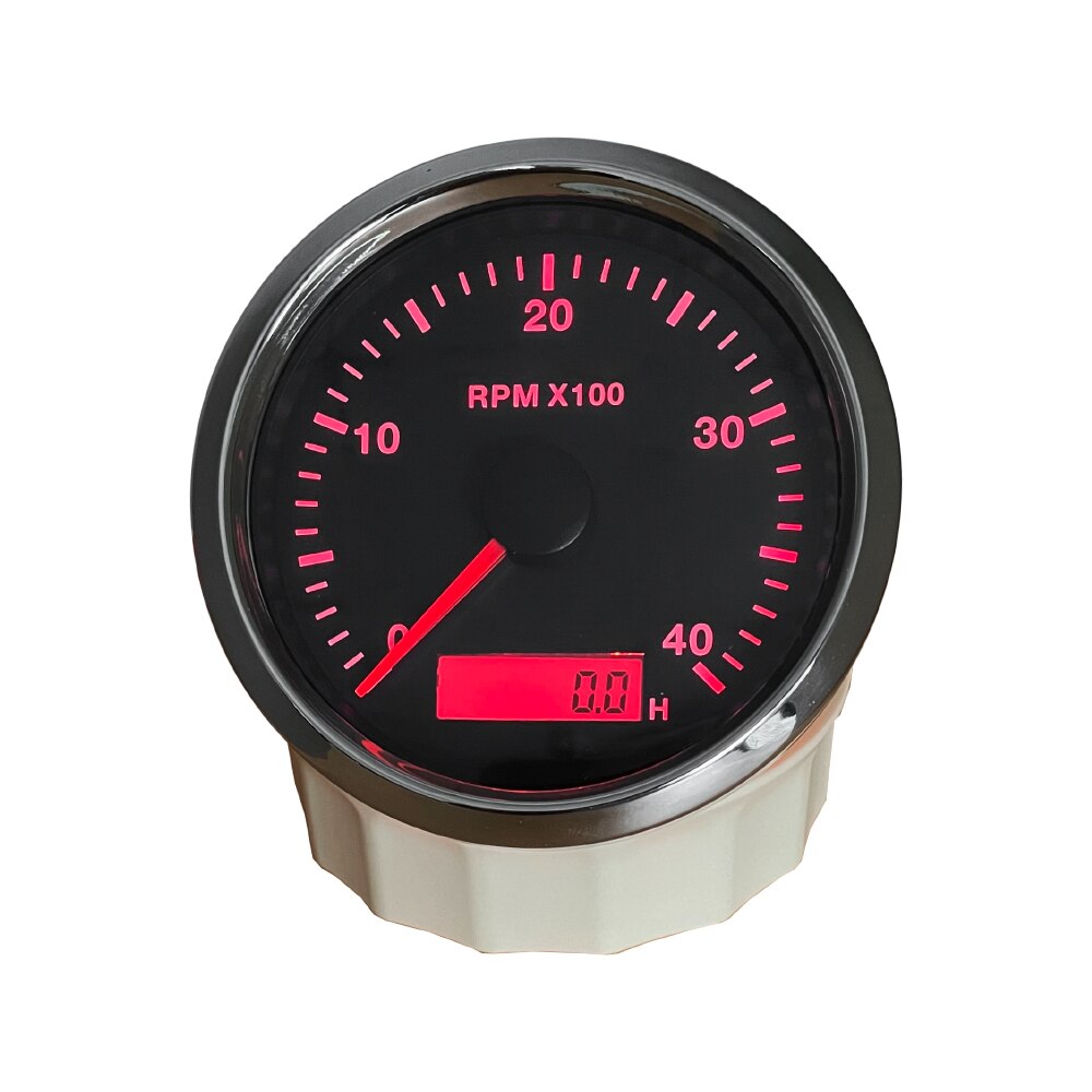 85mm Auto Marine Tachometer 3000/4000/8000/12000RPM Gauge with LED Hour Meter Adjustable 12V/24V with Red or Yellow Backlight
