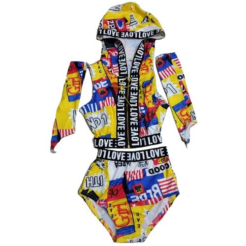 Jazz Dance Costume Women - DJ Rave Outfit - Nightclub Pole Dance Performance Wear - Spandex - Includes Tops, Shorts, Sleeves: Default Title