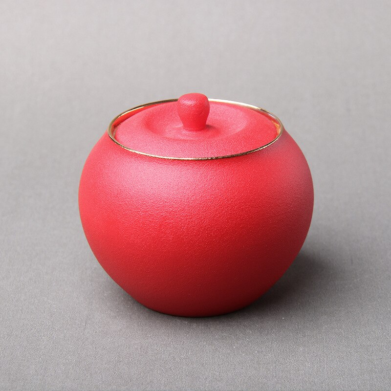 Ceramic Tea Caddy Teaware Sealed Pot Coarse Pottery Portable Pu'er Green Tea Container Tea Organizer Tea Tins Tea Storage: red