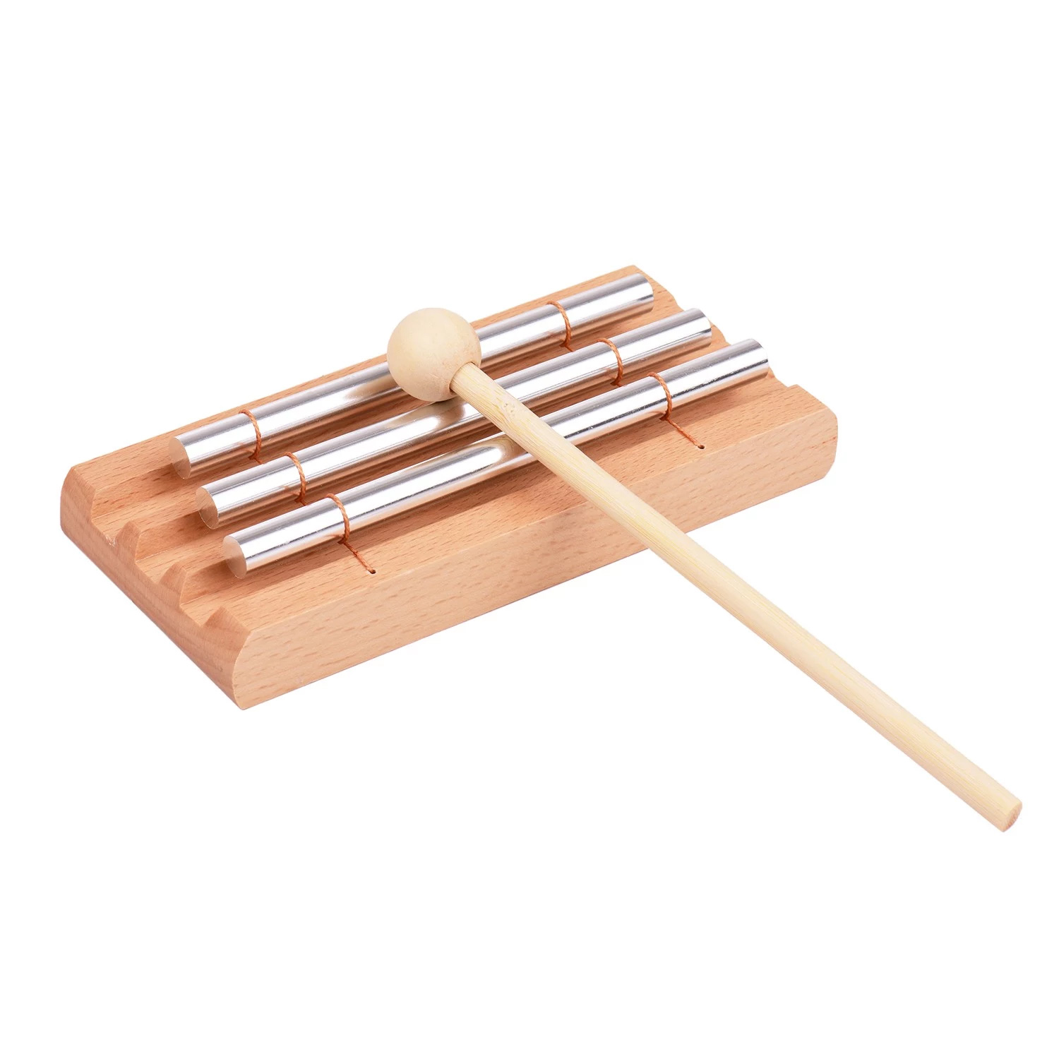 Meditation Chime Classroom Wooden With Mallet Percussion Instrument Reminder Bell With Mallet For Prayer Musical Chime Wood: 3 Tone