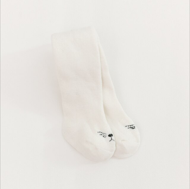 Collants chauds en coton pour bébés de 0 à 6 ans, couleur unie, collection automne hiver: WHITE / 4-6T